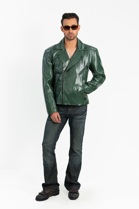 CrocoGrove Biker Faux Leather Jacket