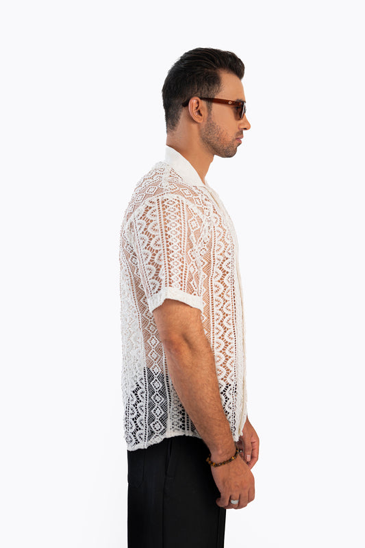 Mesh Weave Crochet Shirt