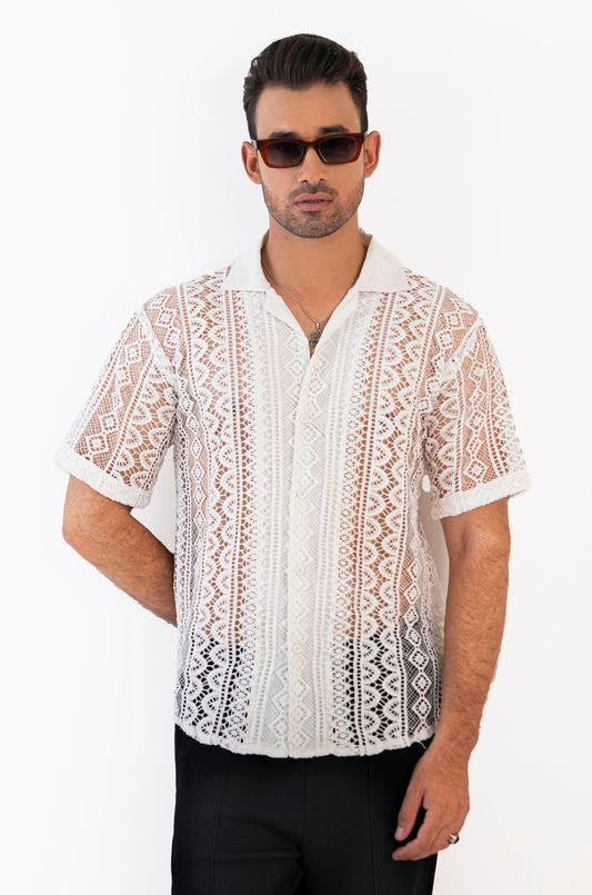 Mesh Weave Crochet Shirt