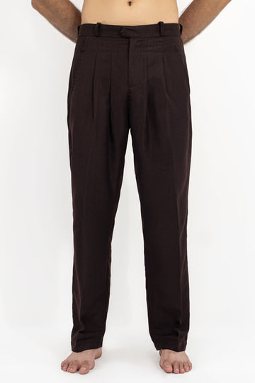 Cocoa Textured Pleated Pants