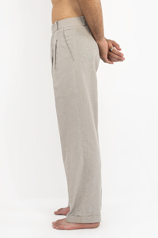 Grey Khaddar Pleated Pants