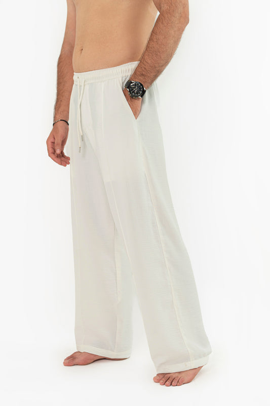 White Pintex Trouser Pants