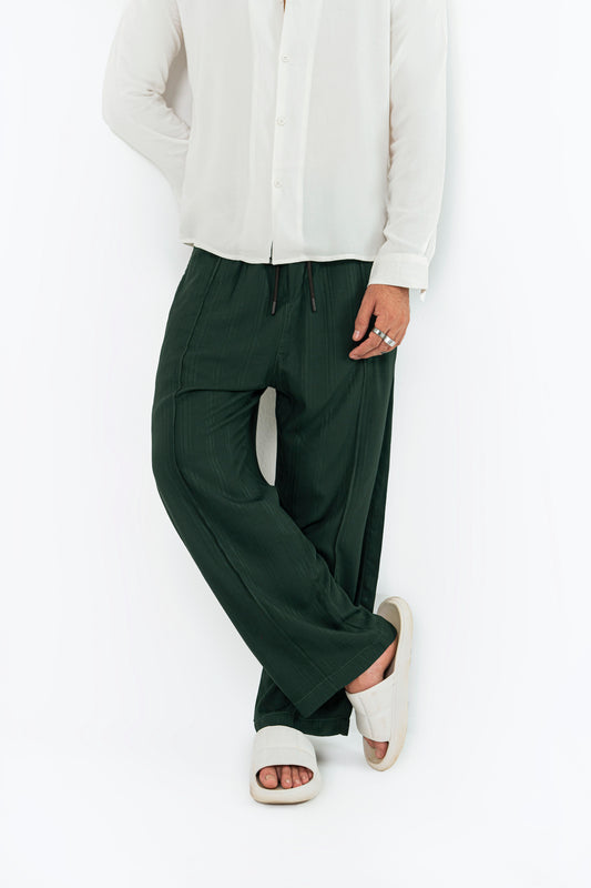 Textured Evergreen Trouser Pants