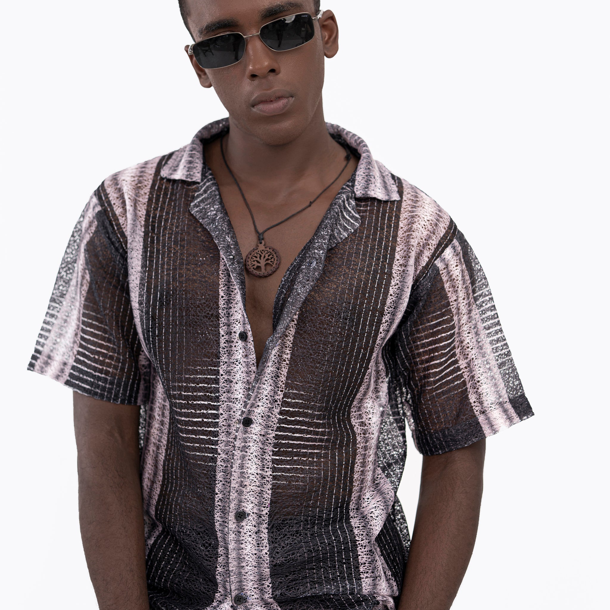 Burnt Stripe Crochet Shirt