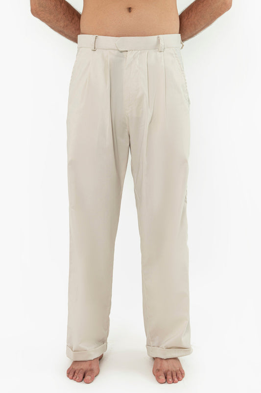 Beige Pleated Pants