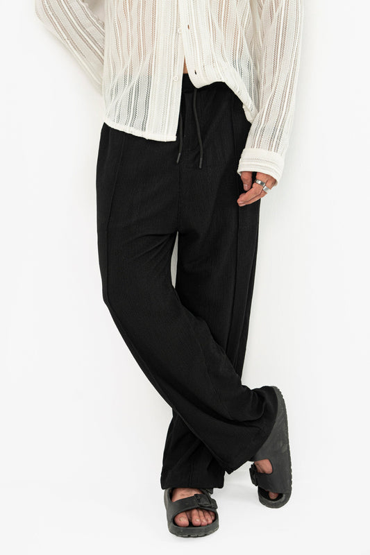 Black Seersucker Trouser Pants