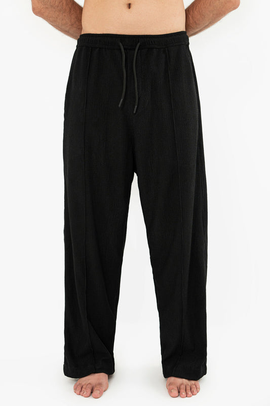 Black Seersucker Trouser Pants